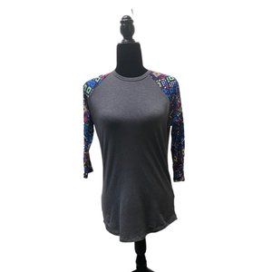 Lula Roe Women's Gray  3/4 Sleeve Randy Top, XS, Pre-Owned